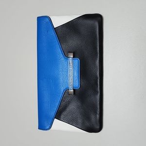 Vince Camuto clutch. Black, blue & white. Size: 11.5 x 7